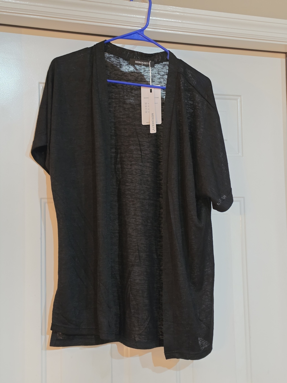 Merona Black Open-Front Short-Sleeve Cardigan for Men